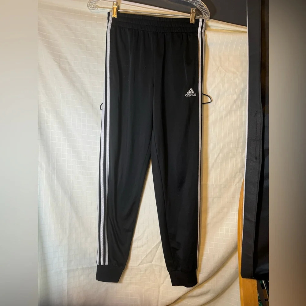Adidas Women's Large 3 Stripe Track Jogger Soccer Pants - Black White